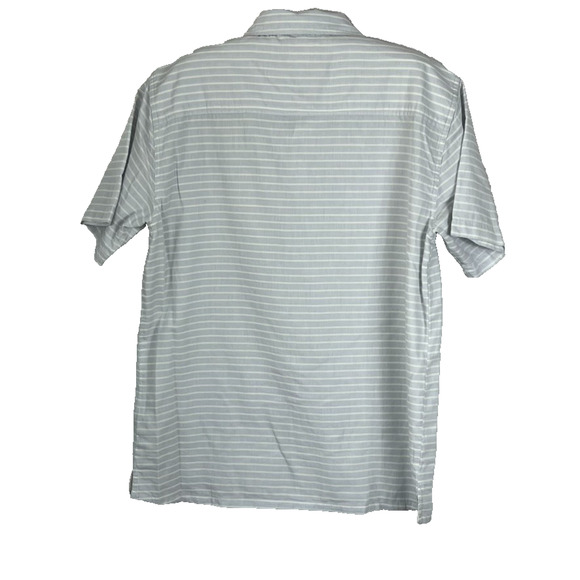 Pact Shirt Men's Size L Blue Striped Button Up Short Sleeve Organic Cotton - Picture 2 of 8